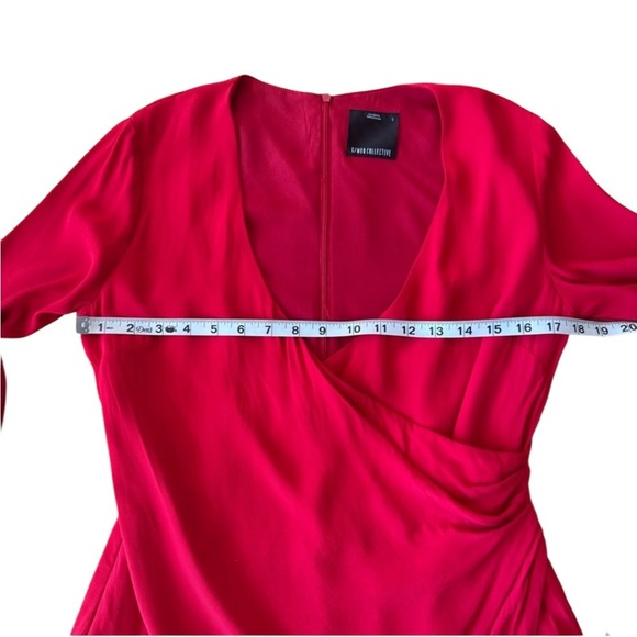 C/MEO Collective Red Blouse Split Sleeve V Neck Size Small Zip Back - Picture 6 of 7